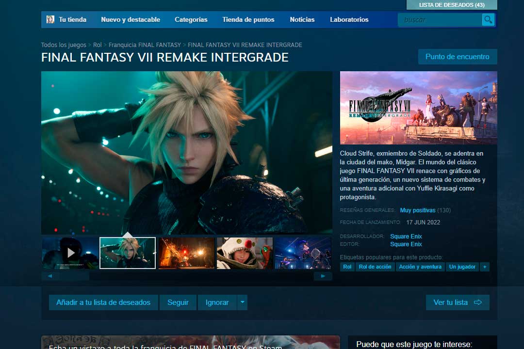 Final Fantasy VII Remake Steam