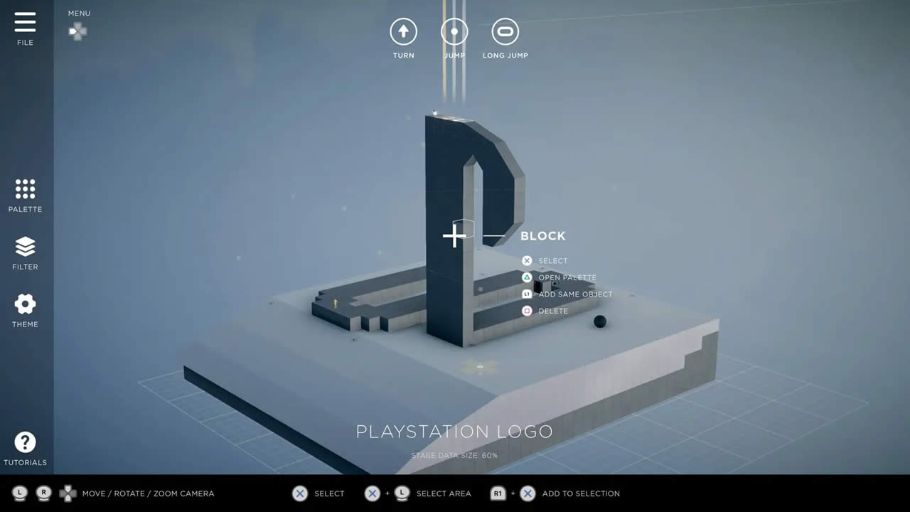 Humanity shows its level editor and one inspired by the PlayStation logo