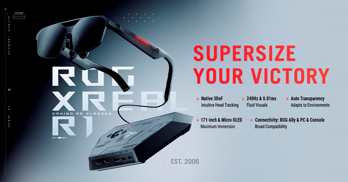 Llega la era de la inmersión total: ASUS Republic of Gamers anuncia la disponibilidad global de las gafas gaming de realidad aumentada ROG XREAL R1